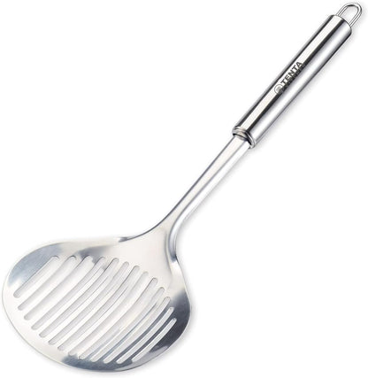 Tenta Solid Stainless Steel Spider Strainer Skimmer Ladle for Cooking and Frying, Kitchen Utensils Wire Strainer Pasta Strainer Spoon Hot Pot Fat Skimmer Spoon Set of 3