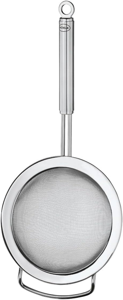 Rösle Stainless Steel Round Handle Kitchen Strainer, Fine Mesh, 9.5-inch