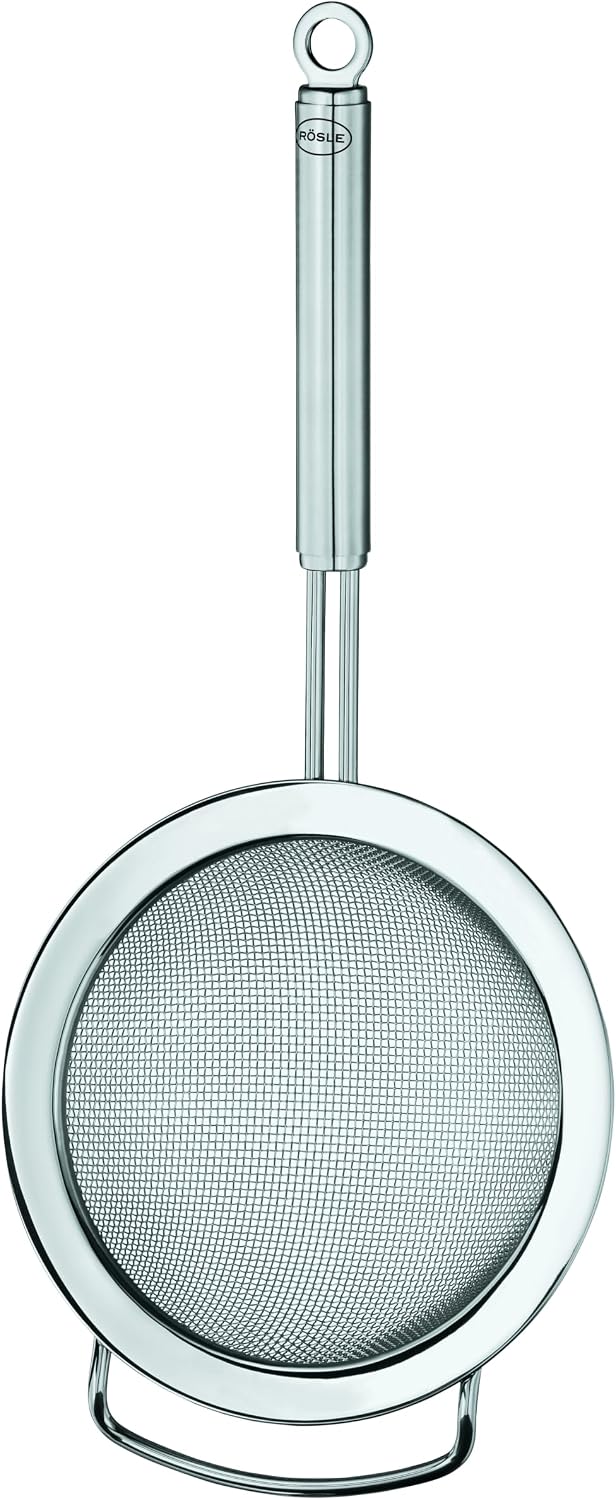 Rösle Stainless Steel Round Handle Kitchen Strainer, Fine Mesh, 9.5-inch