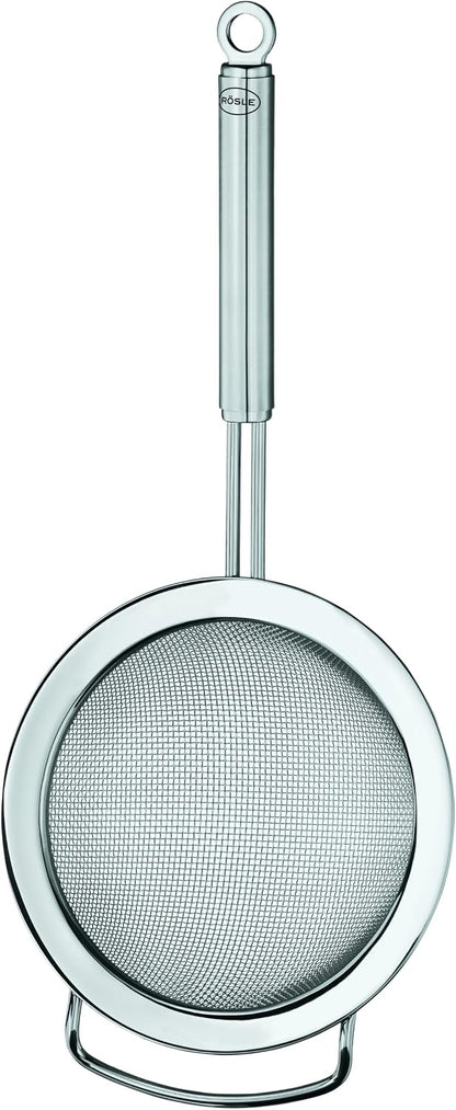 Rösle Stainless Steel Round Handle Kitchen Strainer, Fine Mesh, 9.5-inch