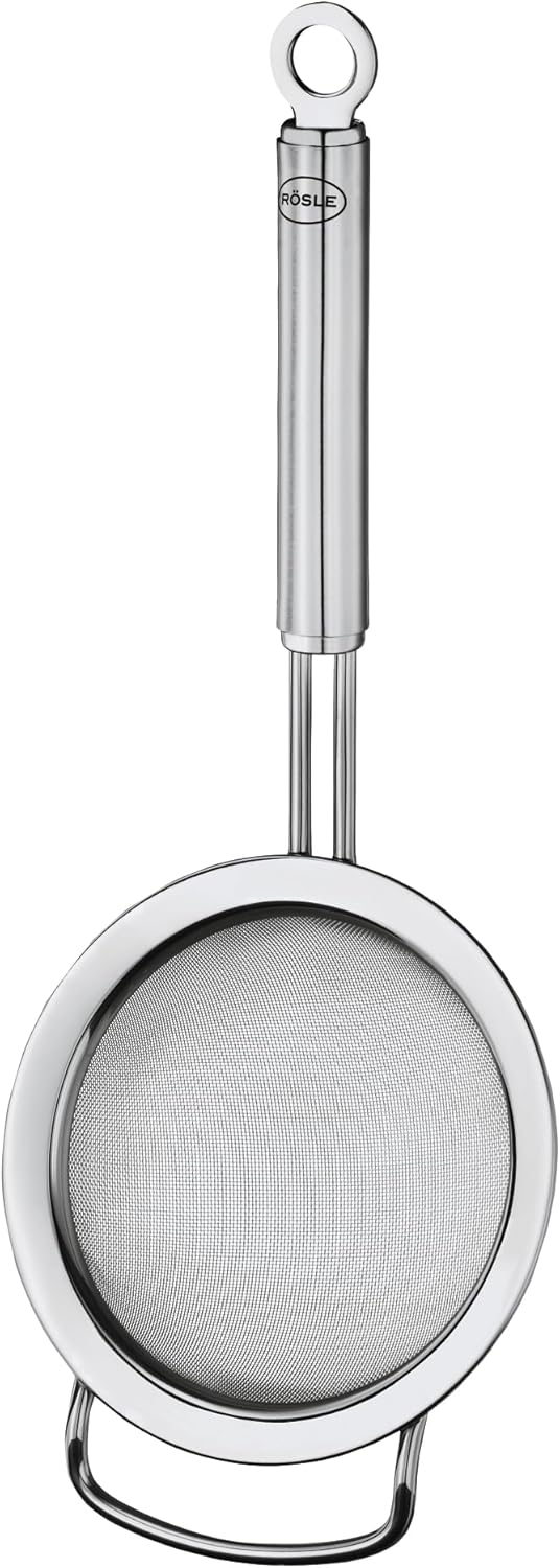Rösle Stainless Steel Round Handle Kitchen Strainer, Fine Mesh, 9.5-inch