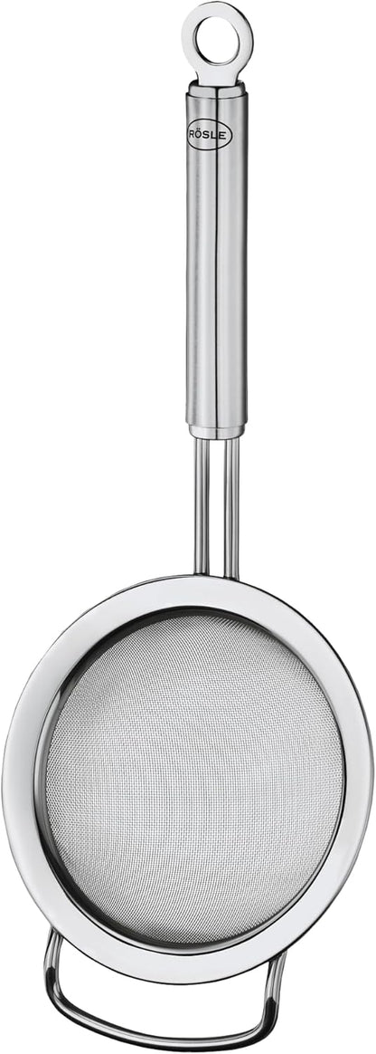 Rösle Stainless Steel Round Handle Kitchen Strainer, Fine Mesh, 9.5-inch