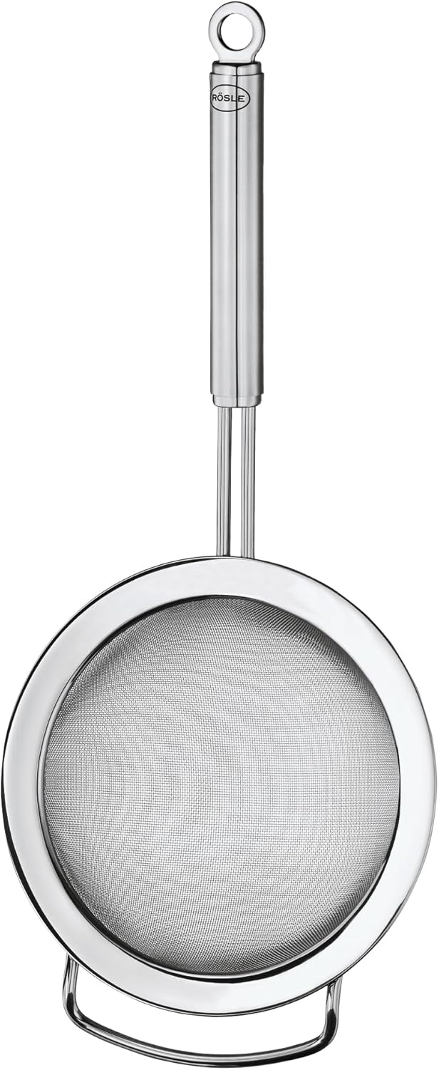 Rösle Stainless Steel Round Handle Kitchen Strainer, Fine Mesh, 9.5-inch