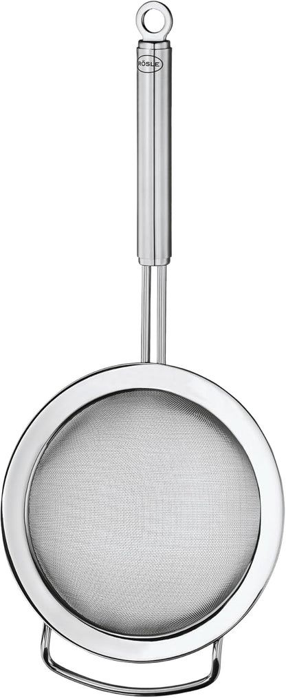 Rösle Stainless Steel Round Handle Kitchen Strainer, Fine Mesh, 9.5-inch