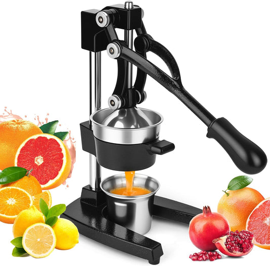 Lemon Squeezer Manual Citrus Juicer Press, Heavy Duty Cast Iron Orange Juicer with Stainless Steel Cone, Commercial Lever Juice Press for Lemon, Lime & Citrus Fruits, Easy to Clean