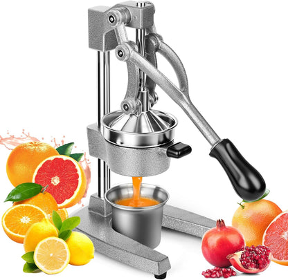 Lemon Squeezer Manual Citrus Juicer Press, Heavy Duty Cast Iron Orange Juicer with Stainless Steel Cone, Commercial Lever Juice Press for Lemon, Lime & Citrus Fruits, Easy to Clean