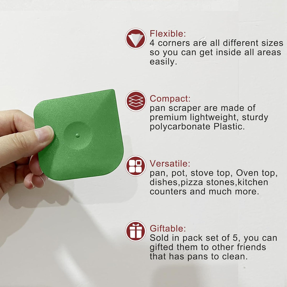 Herda Pan Scraper Pot Scraper Plastic Kitchen Scraper Tool,Food Scraper
