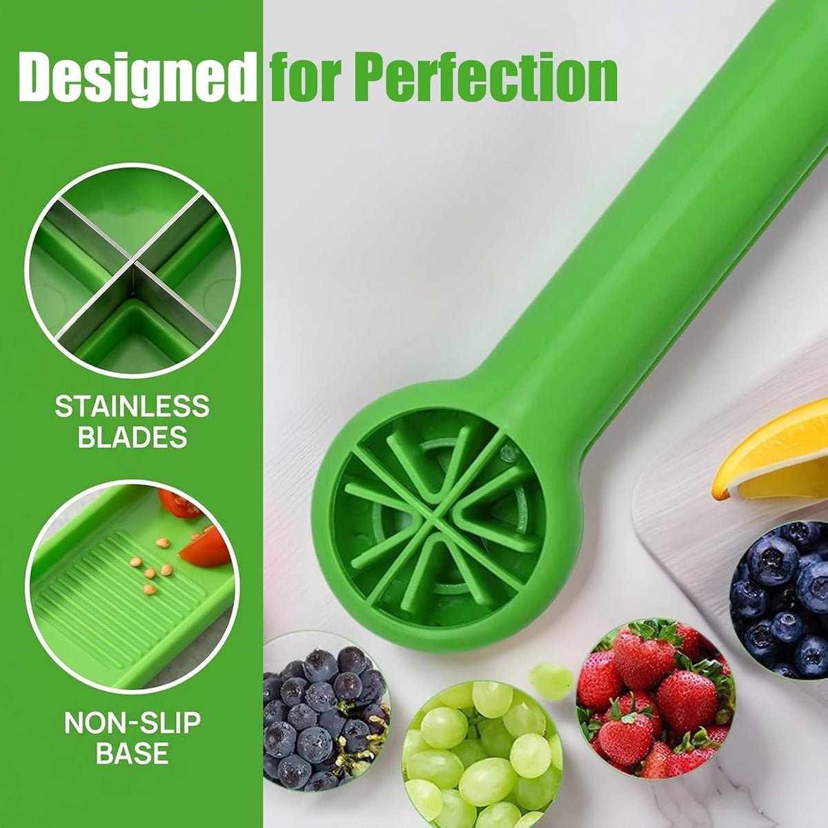 2PC 2026 New Grape Cutter Tool, Fruit Slicer Cuts Grapes, Cherry Tomatoes & Strawberries into 4 Pieces, Handheld Quarter Fruit Cutter Kitchen Gadget for Salad & Snack, BPA-Free