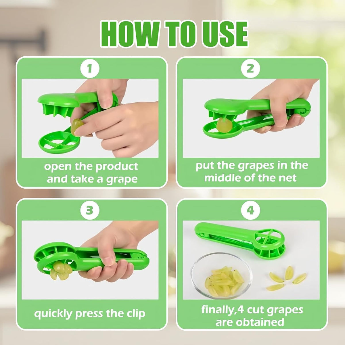 2PC 2026 New Grape Cutter Tool, Fruit Slicer Cuts Grapes, Cherry Tomatoes & Strawberries into 4 Pieces, Handheld Quarter Fruit Cutter Kitchen Gadget for Salad & Snack, BPA-Free