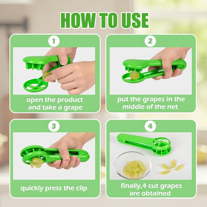 2PC 2026 New Grape Cutter Tool, Fruit Slicer Cuts Grapes, Cherry Tomatoes & Strawberries into 4 Pieces, Handheld Quarter Fruit Cutter Kitchen Gadget for Salad & Snack, BPA-Free