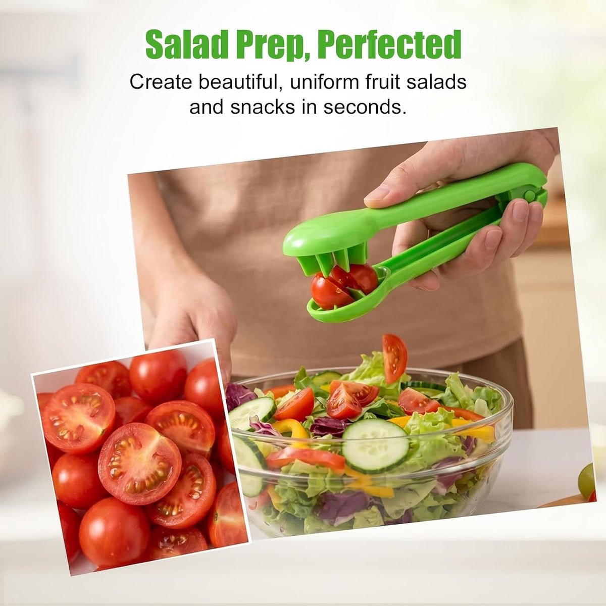 2PC 2026 New Grape Cutter Tool, Fruit Slicer Cuts Grapes, Cherry Tomatoes & Strawberries into 4 Pieces, Handheld Quarter Fruit Cutter Kitchen Gadget for Salad & Snack, BPA-Free