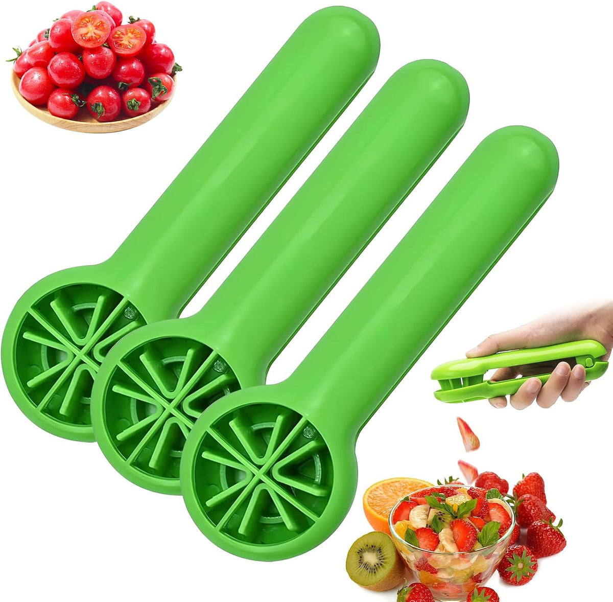 2PC 2026 New Grape Cutter Tool, Fruit Slicer Cuts Grapes, Cherry Tomatoes & Strawberries into 4 Pieces, Handheld Quarter Fruit Cutter Kitchen Gadget for Salad & Snack, BPA-Free