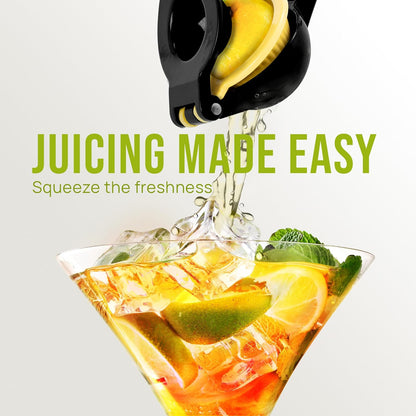 Zulay Metal 2-In-1 Lemon Squeezer Manual - Sturdy, Max Extraction Hand Juicer Lemon Squeezer Gets Every Last Drop - Easy to Clean & Use Citrus Juicer-Yellow/Green