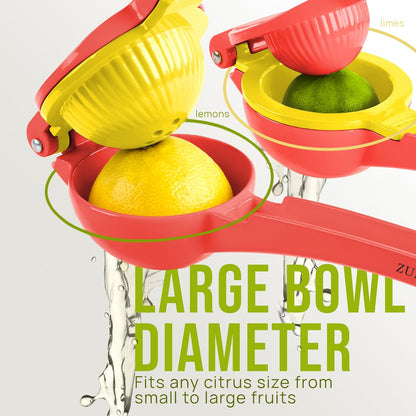Zulay Metal 2-In-1 Lemon Squeezer Manual - Sturdy, Max Extraction Hand Juicer Lemon Squeezer Gets Every Last Drop - Easy to Clean & Use Citrus Juicer-Yellow/Green