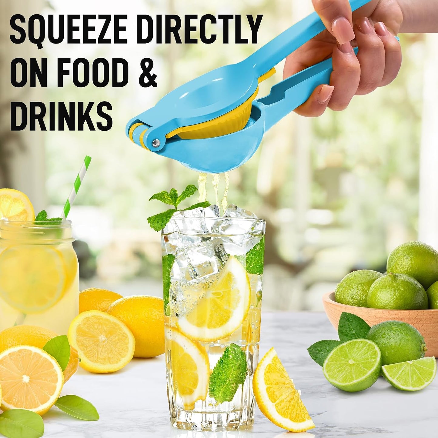 Zulay Metal 2-In-1 Lemon Squeezer Manual - Sturdy, Max Extraction Hand Juicer Lemon Squeezer Gets Every Last Drop - Easy to Clean & Use Citrus Juicer-Yellow/Green