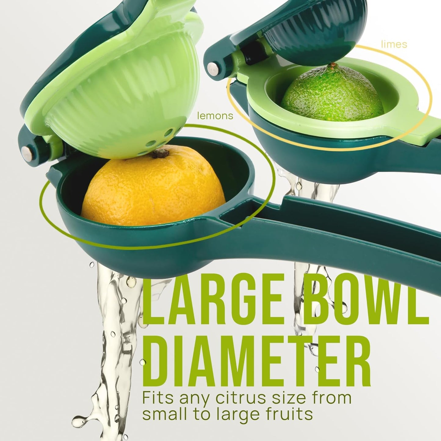 Zulay Metal 2-In-1 Lemon Squeezer Manual - Sturdy, Max Extraction Hand Juicer Lemon Squeezer Gets Every Last Drop - Easy to Clean & Use Citrus Juicer-Yellow/Green