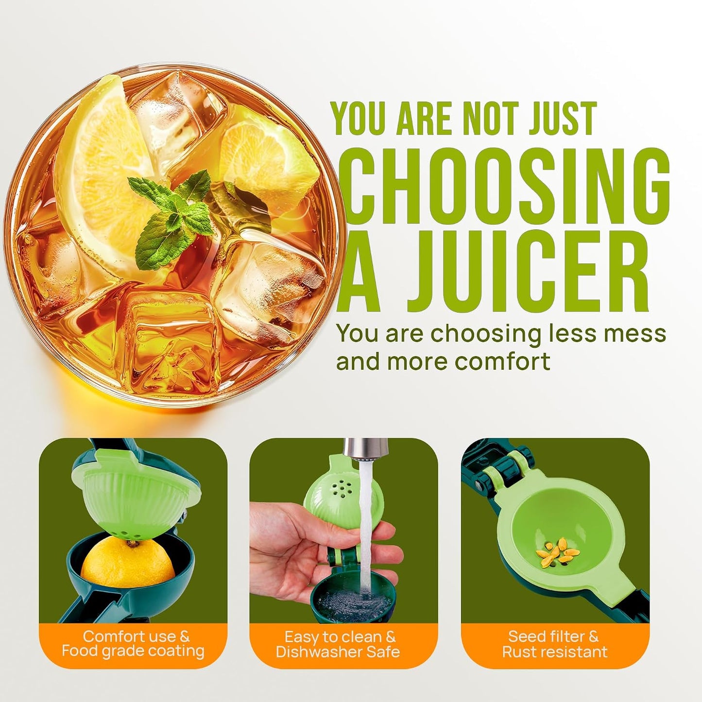 Zulay Metal 2-In-1 Lemon Squeezer Manual - Sturdy, Max Extraction Hand Juicer Lemon Squeezer Gets Every Last Drop - Easy to Clean & Use Citrus Juicer-Yellow/Green