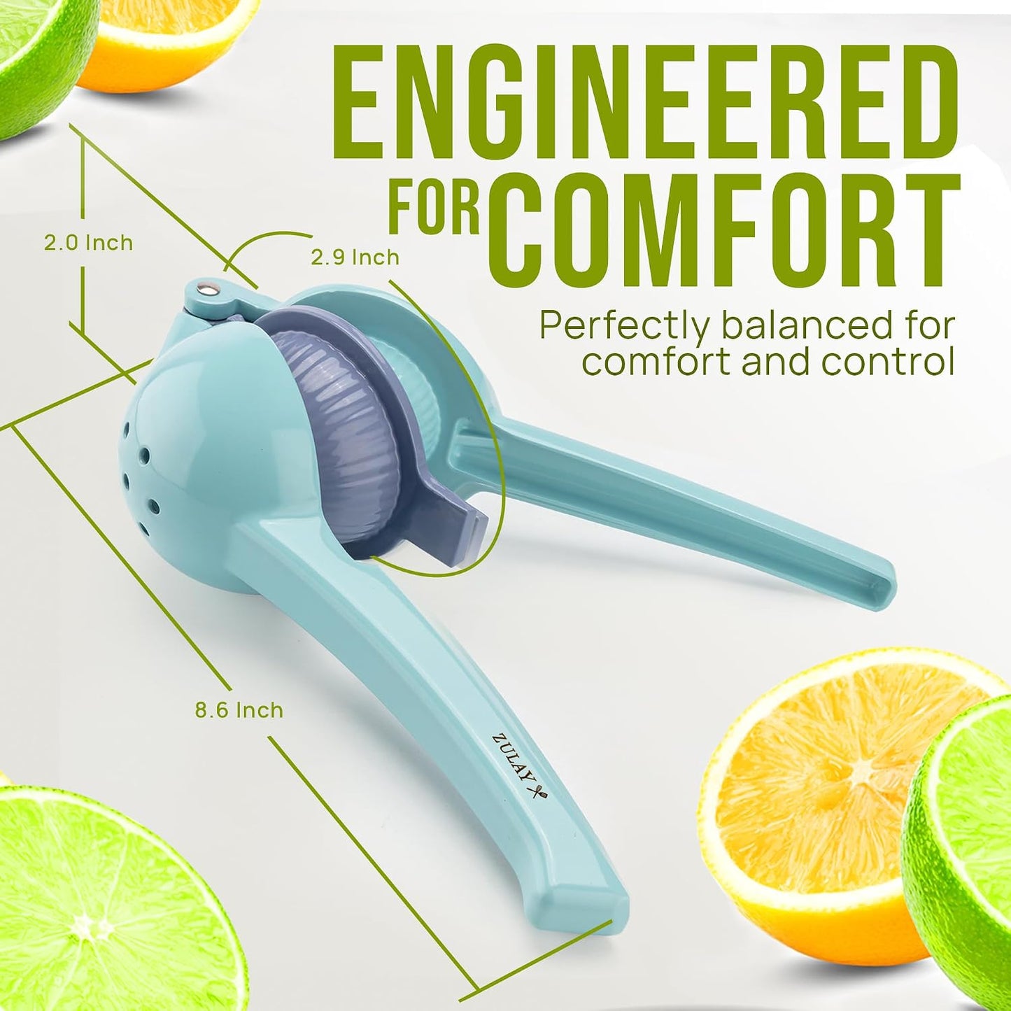 Zulay Metal 2-In-1 Lemon Squeezer Manual - Sturdy, Max Extraction Hand Juicer Lemon Squeezer Gets Every Last Drop - Easy to Clean & Use Citrus Juicer-Yellow/Green