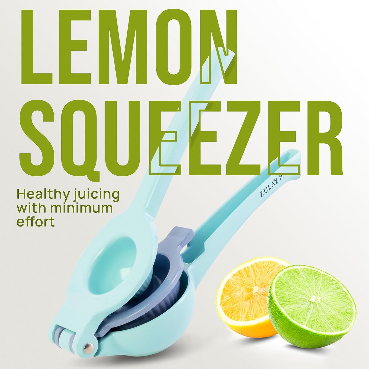 Zulay Metal 2-In-1 Lemon Squeezer Manual - Sturdy, Max Extraction Hand Juicer Lemon Squeezer Gets Every Last Drop - Easy to Clean & Use Citrus Juicer-Yellow/Green