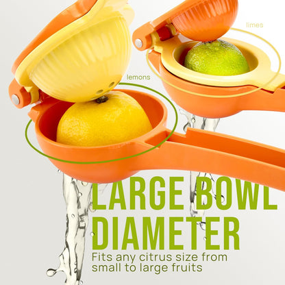 Zulay Metal 2-In-1 Lemon Squeezer Manual - Sturdy, Max Extraction Hand Juicer Lemon Squeezer Gets Every Last Drop - Easy to Clean & Use Citrus Juicer-Yellow/Green
