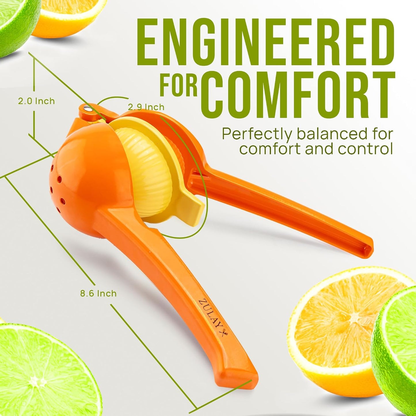 Zulay Metal 2-In-1 Lemon Squeezer Manual - Sturdy, Max Extraction Hand Juicer Lemon Squeezer Gets Every Last Drop - Easy to Clean & Use Citrus Juicer-Yellow/Green