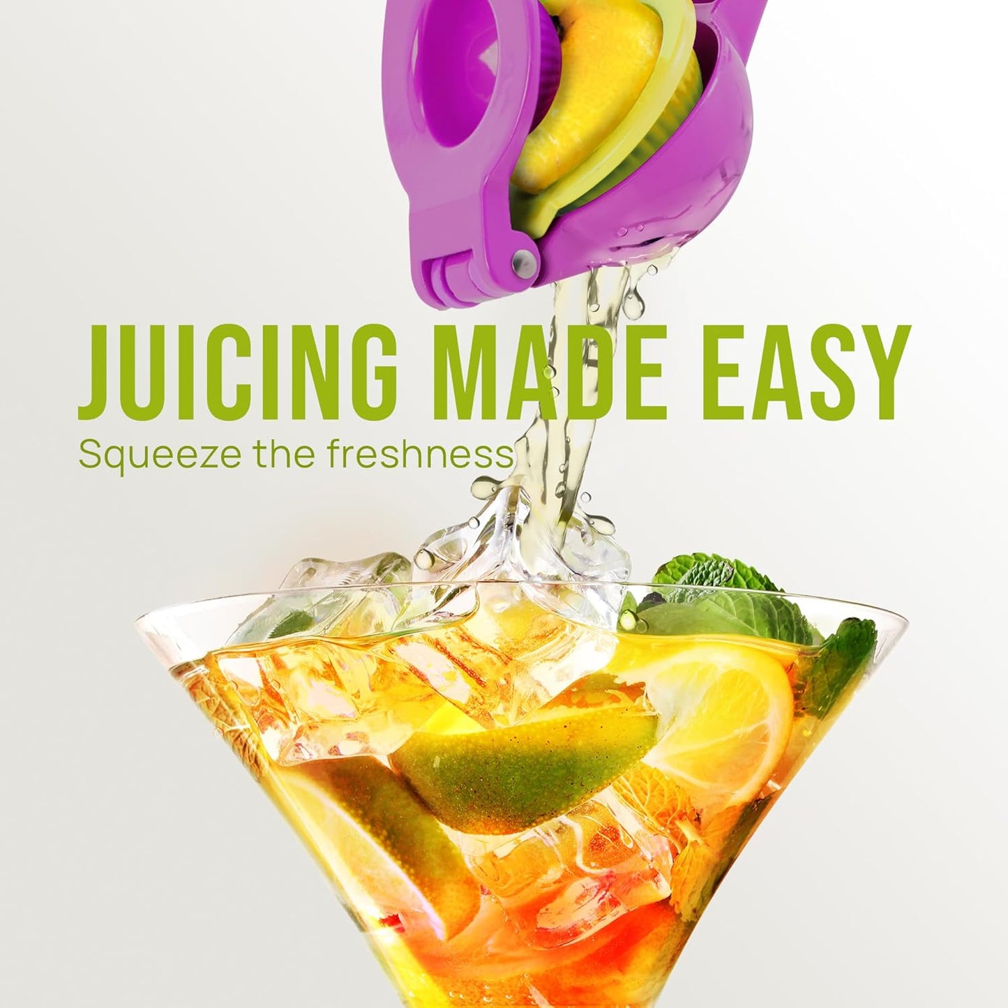 Zulay Metal 2-In-1 Lemon Squeezer Manual - Sturdy, Max Extraction Hand Juicer Lemon Squeezer Gets Every Last Drop - Easy to Clean & Use Citrus Juicer-Yellow/Green