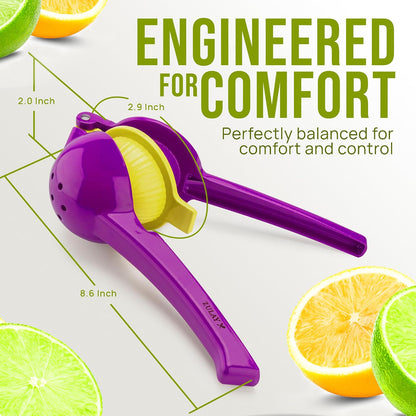 Zulay Metal 2-In-1 Lemon Squeezer Manual - Sturdy, Max Extraction Hand Juicer Lemon Squeezer Gets Every Last Drop - Easy to Clean & Use Citrus Juicer-Yellow/Green