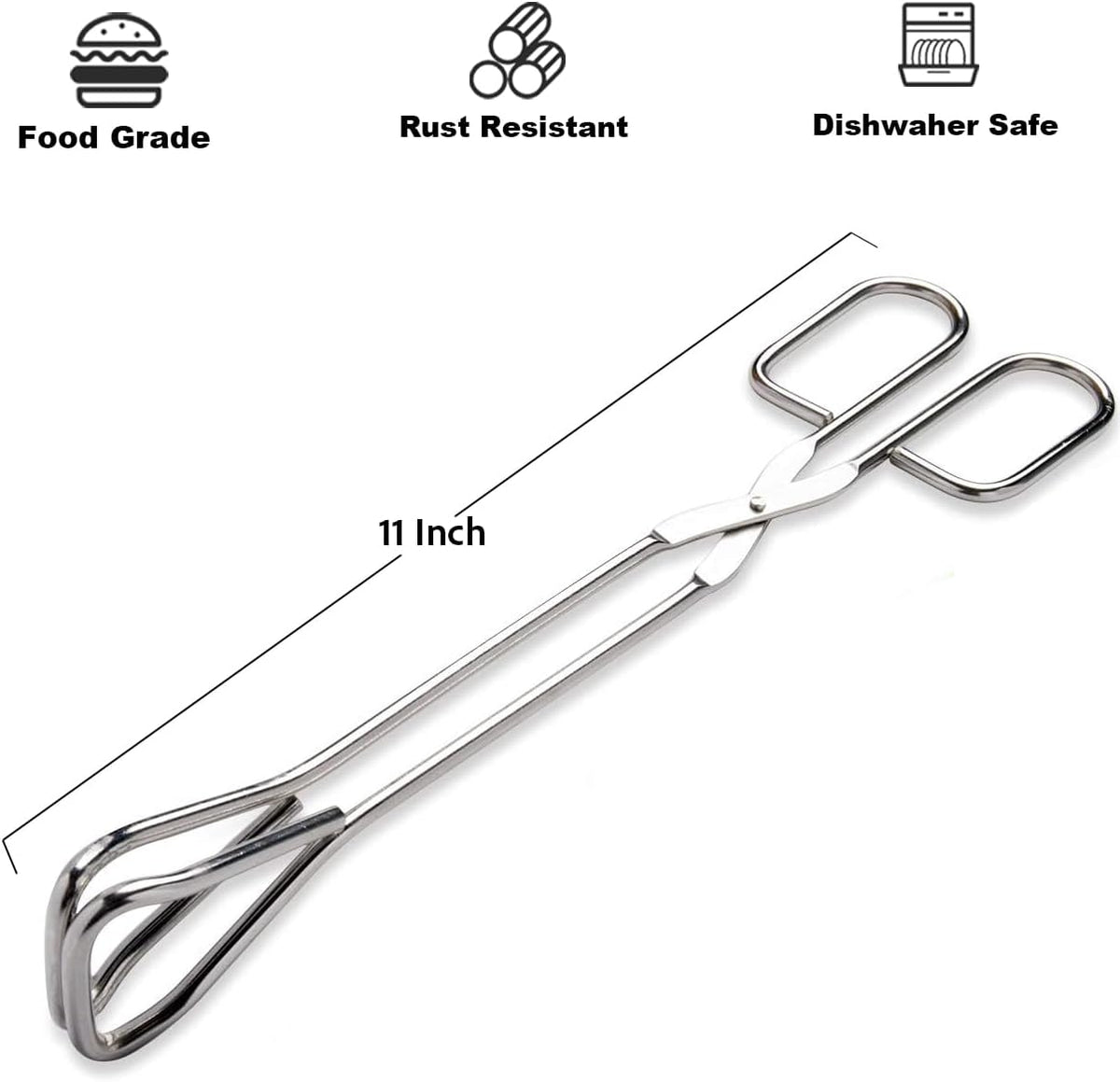 9-Inch Heavy Duty Stainless Steel Kitchen Tongs - Comfortable Ergonomic Grip, Scissor Design, Heat Resistant for BBQ and Cooking