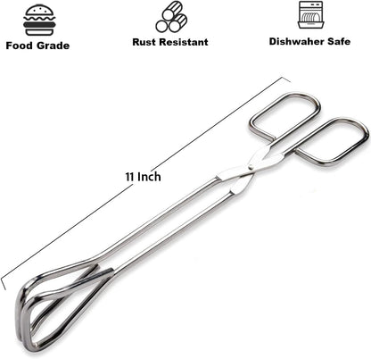 9-Inch Heavy Duty Stainless Steel Kitchen Tongs - Comfortable Ergonomic Grip, Scissor Design, Heat Resistant for BBQ and Cooking