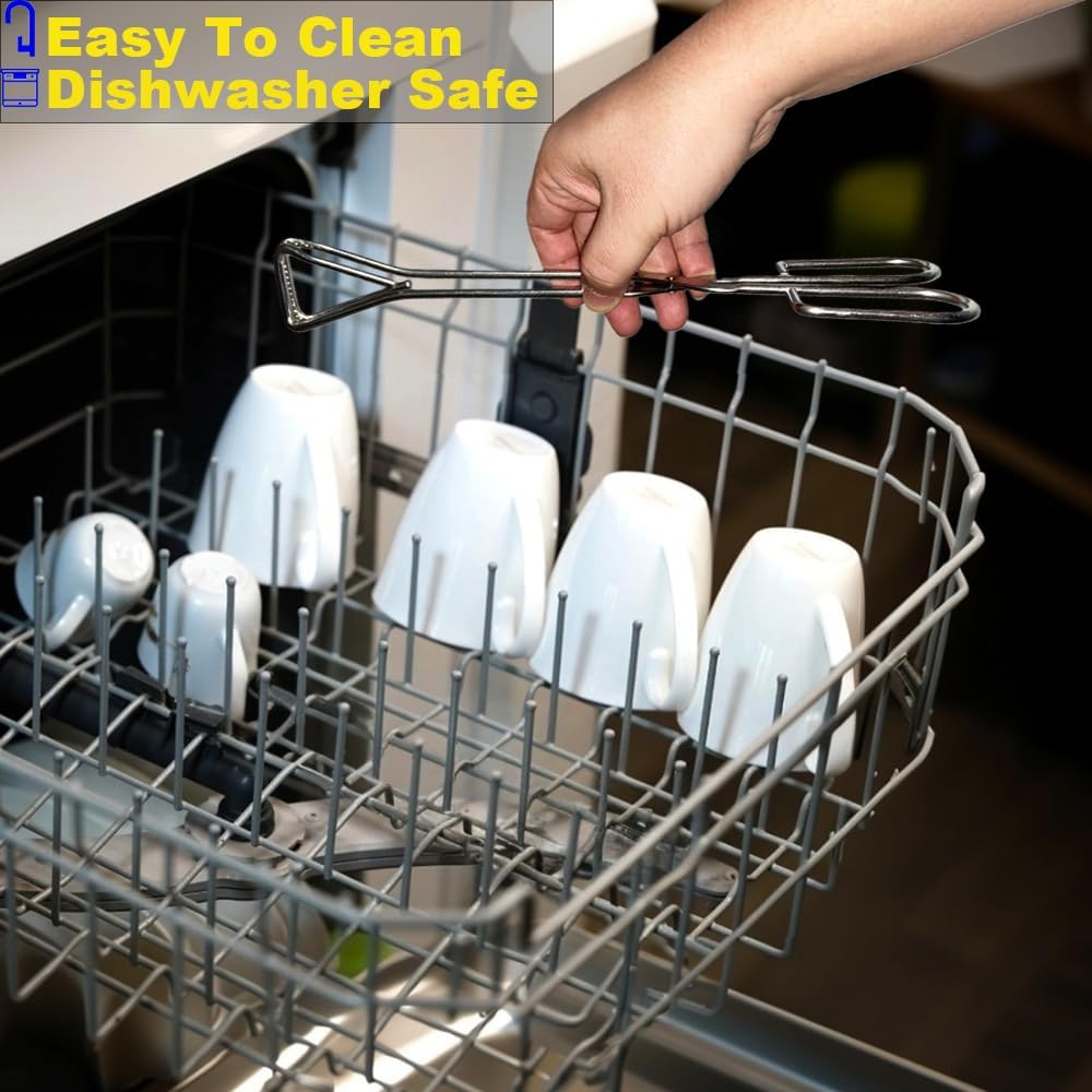 9-Inch Heavy Duty Stainless Steel Kitchen Tongs - Comfortable Ergonomic Grip, Scissor Design, Heat Resistant for BBQ and Cooking
