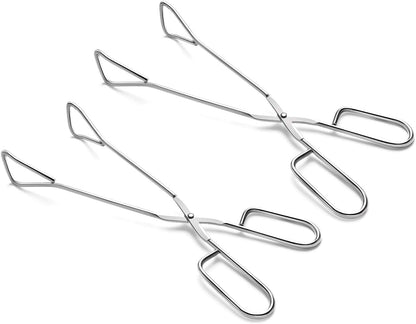 9-Inch Heavy Duty Stainless Steel Kitchen Tongs - Comfortable Ergonomic Grip, Scissor Design, Heat Resistant for BBQ and Cooking