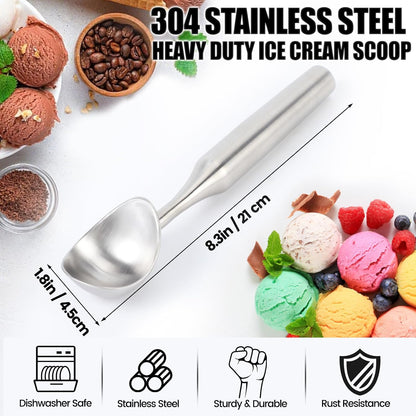 Stainless Steel Ice Cream Scoop, Heavy Duty Ice Cream Scooper