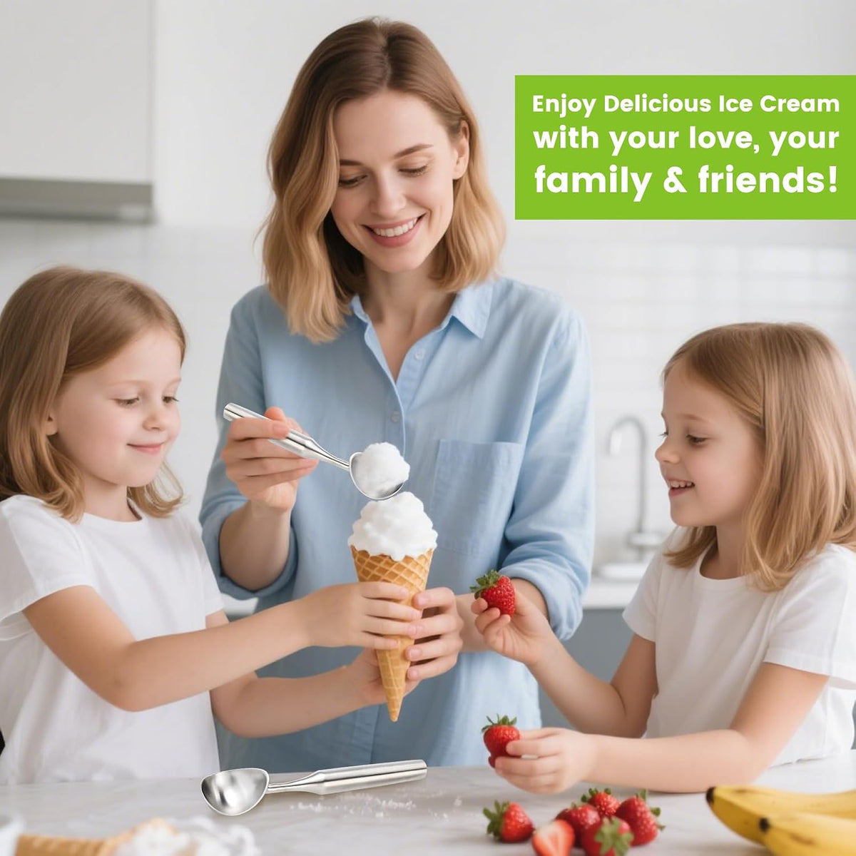 Stainless Steel Ice Cream Scoop, Heavy Duty Ice Cream Scooper