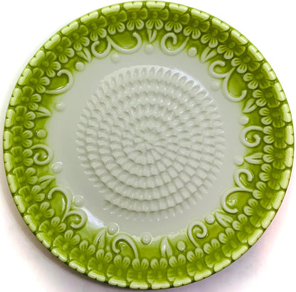 Premium Ceramic Garlic Grater Plate Set - Green Embossed