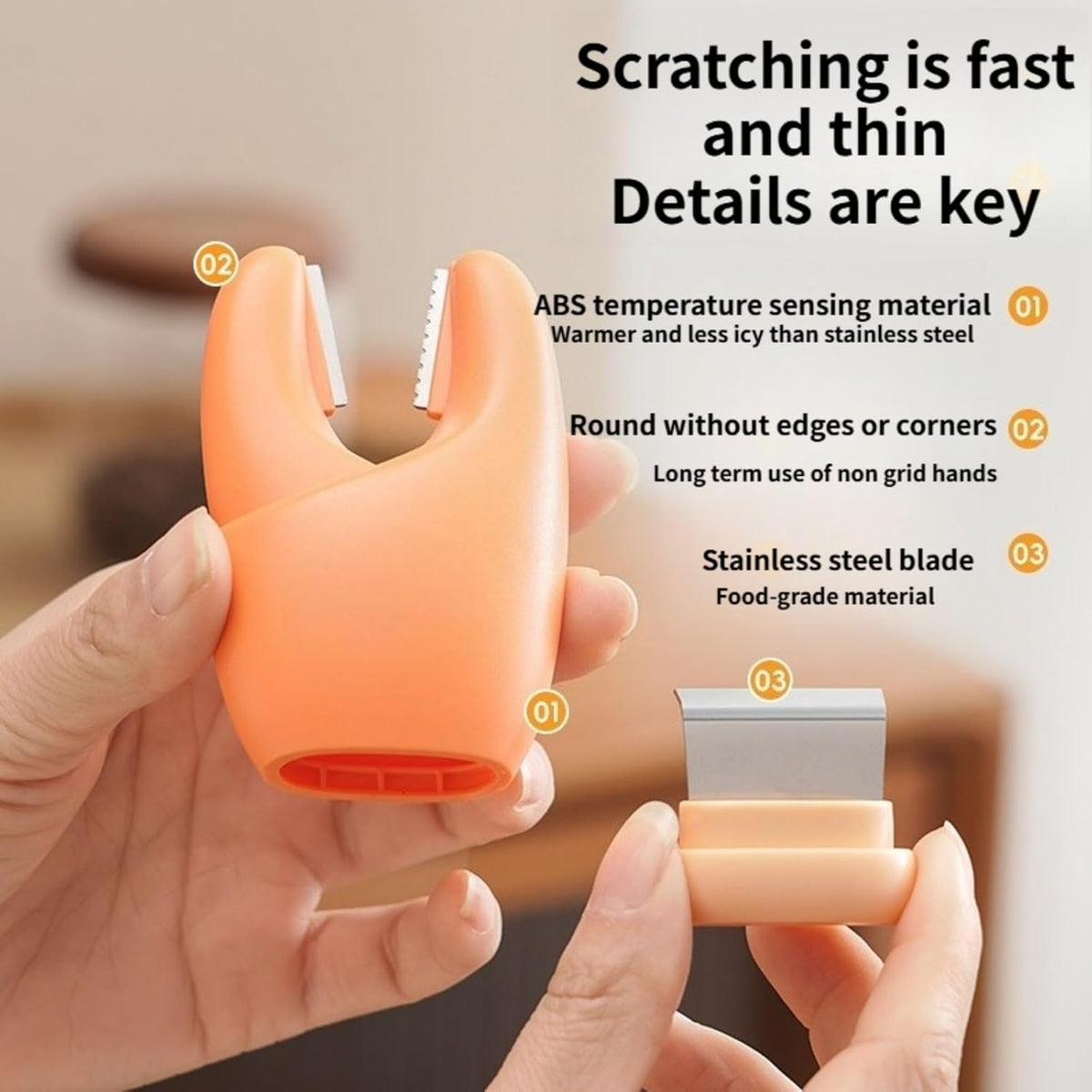 Crab Claw Garlic Ginger Peeler 2-in-1 Kitchen Tool, 3.54"x1.77"x1.18" (White)