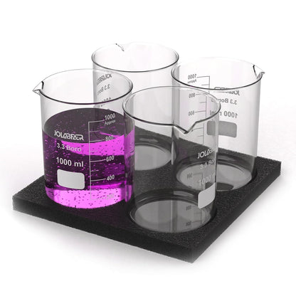 JOLABEAR Glass Beaker Set - 7 Size -10ml 25ml 50ml 100ml 250ml 500ml 1000ml, 3.3 Boro Griffin Low Form Lab Beakers with Printed Graduation