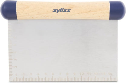 E980213 Bench Scraper, 11cm/4.5in, Stainless Steel/Wood, Separate, Scrape, Cut Pizza/Cookie Dough/Cakes/Bakes/Vegetables, Meaurements on Blade cm/in