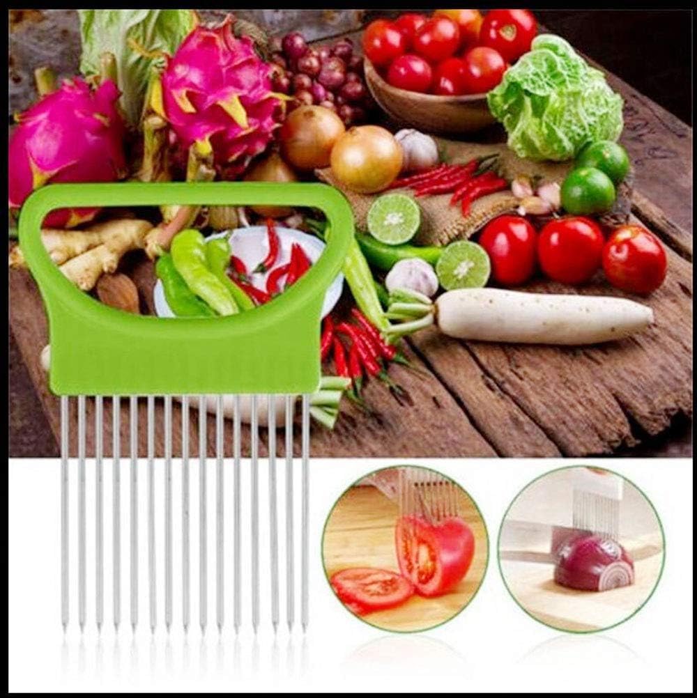 2 PACK Stainless Steel Peeler Vegetable Leaf Stripping Tool LooseLeaf Kale Razor Metal Herb Pealer for Kale, Chard, Collard Greens 9 holes With Tomato Vegetable Lemon Potato Cutter Slicer