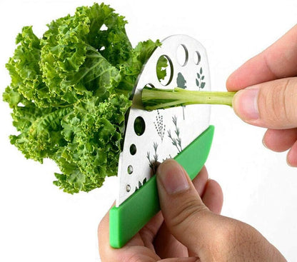 2 PACK Stainless Steel Peeler Vegetable Leaf Stripping Tool LooseLeaf Kale Razor Metal Herb Pealer for Kale, Chard, Collard Greens 9 holes With Tomato Vegetable Lemon Potato Cutter Slicer