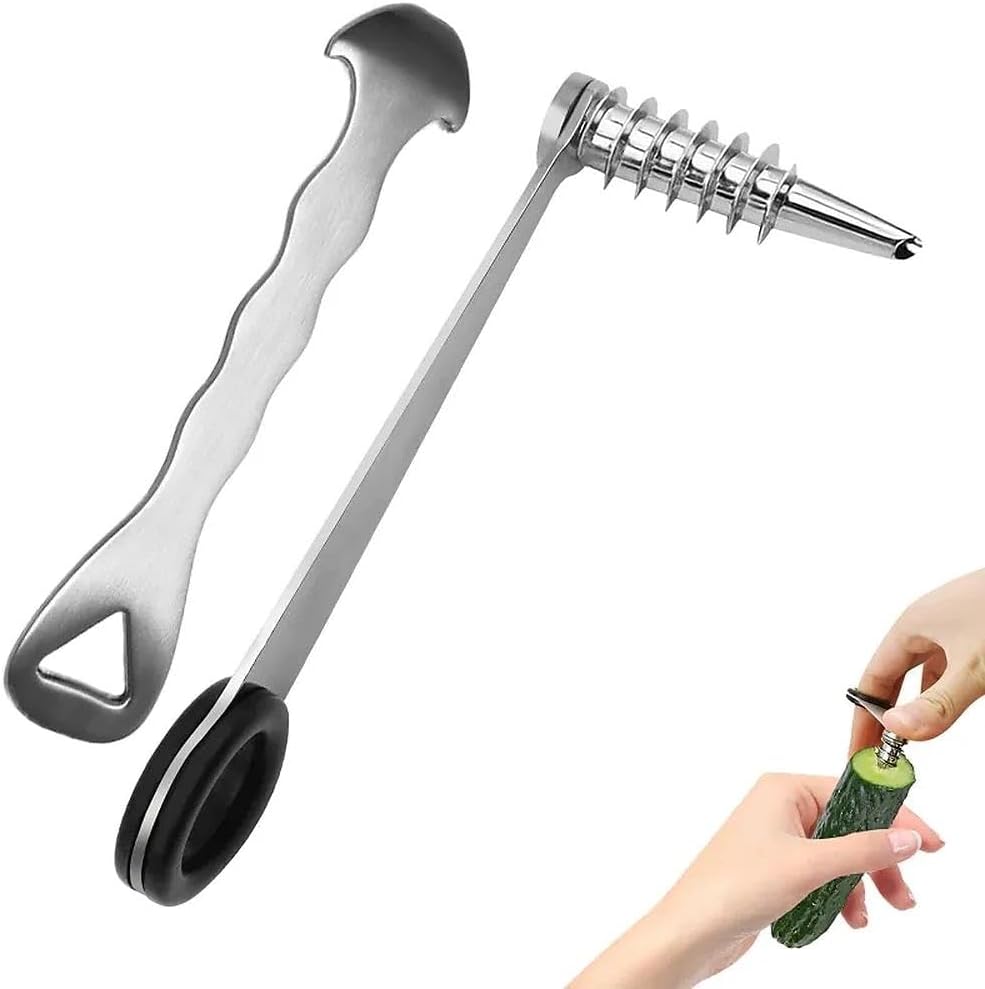 Piranha Spiral Cutter, Stainless Steel Spiral Cutter for Veggies, Kitchen Spiralizer Tool for Cucumber, Potato, Carrot and More