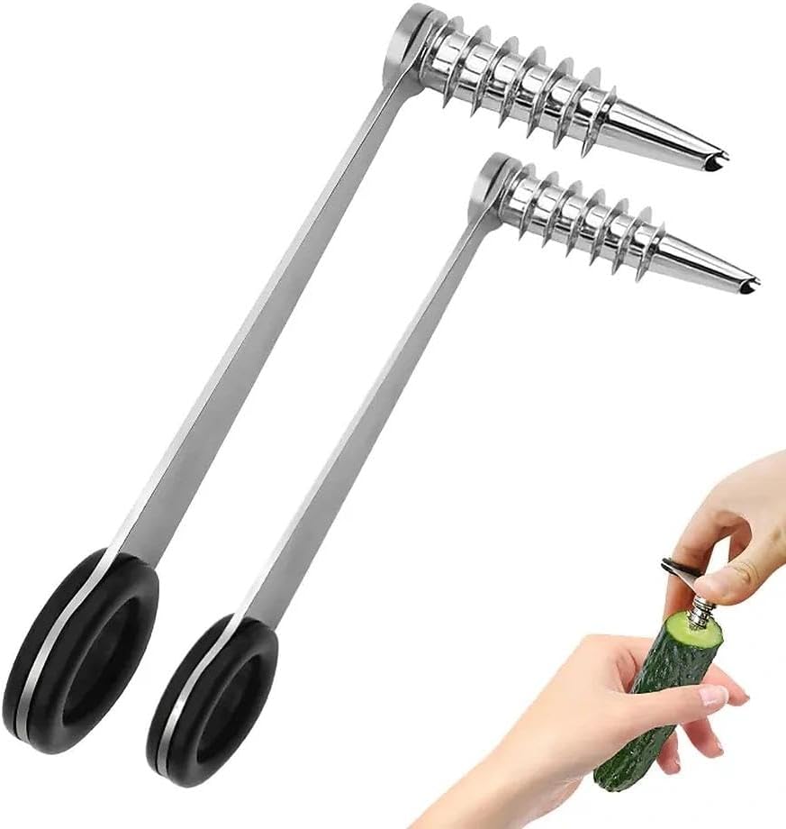 Piranha Spiral Cutter, Stainless Steel Spiral Cutter for Veggies, Kitchen Spiralizer Tool for Cucumber, Potato, Carrot and More