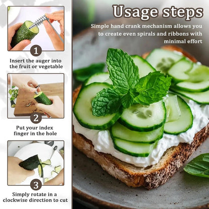 Piranha Spiral Cutter, Stainless Steel Spiral Cutter for Veggies, Kitchen Spiralizer Tool for Cucumber, Potato, Carrot and More