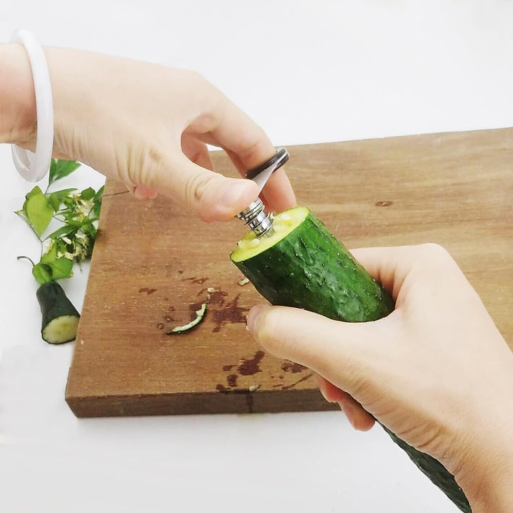 Piranha Spiral Cutter, Stainless Steel Spiral Cutter for Veggies, Kitchen Spiralizer Tool for Cucumber, Potato, Carrot and More