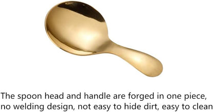 4pcs Stainless Steel Mini Scoop for Canisters with Short Handle, Gold Silver Mini Feed Spoon for Ice Cream Melon Baller, Short Handle Spoon for Tea Sugar Salt Condiments Dessert