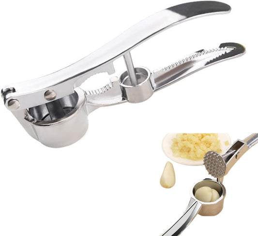 3-in-1 Multifunctional Garlic Press – Heavy Duty Garlic Mincer, Ginger Crusher & Nut Cracker/Cherry Pitter, Ergonomic Easy Squeeze, Rust Proof & Dishwasher Safe