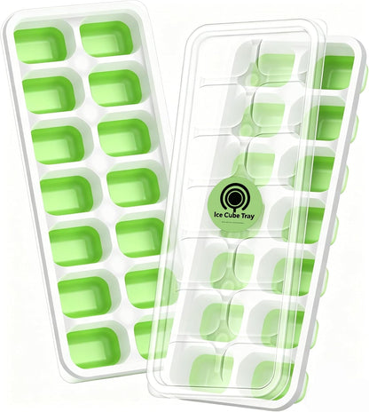 Ice Cube Tray with Lid and Bin, 3‑Pack Freezer Ice Cube Tray