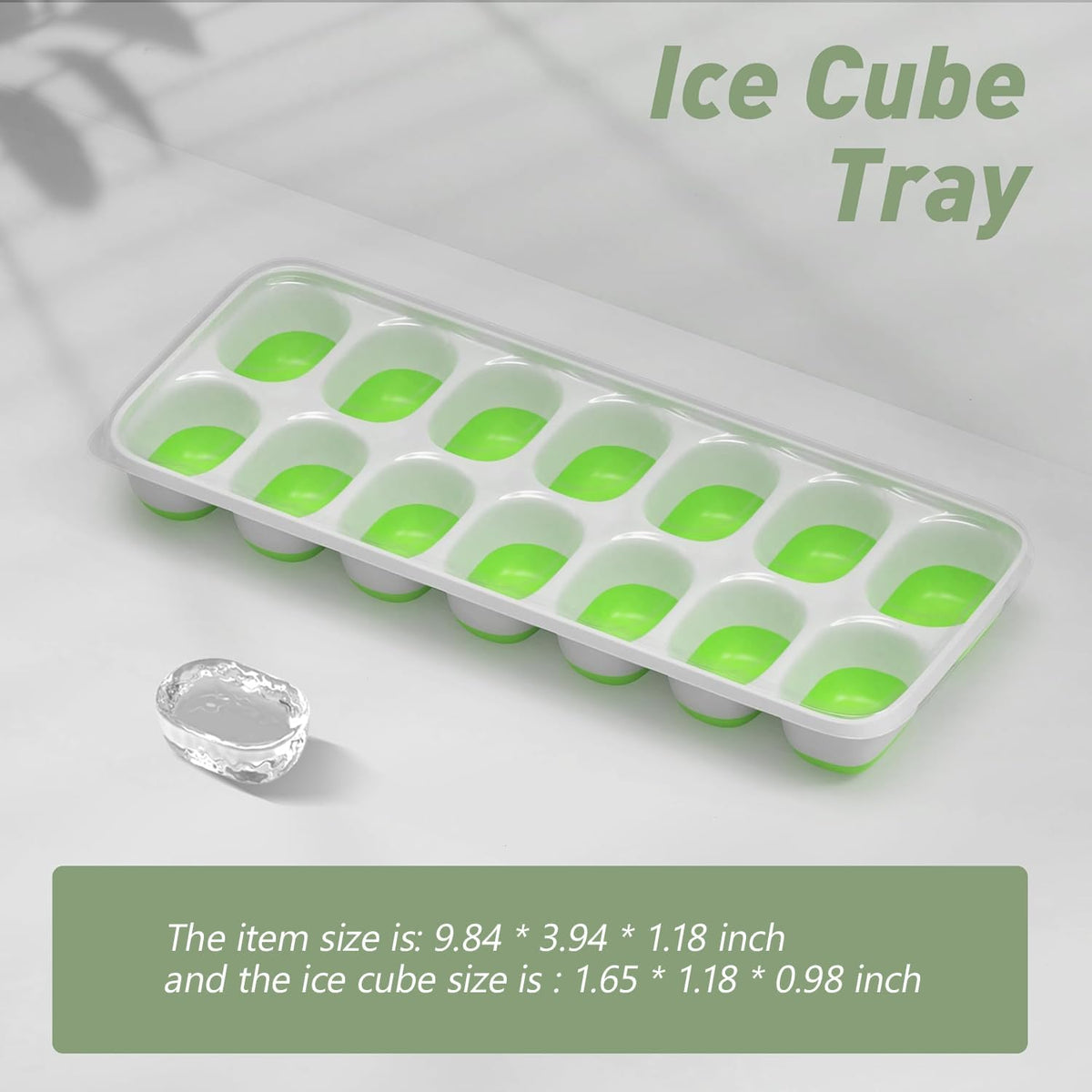 Ice Cube Tray with Lid and Bin, 3‑Pack Freezer Ice Cube Tray