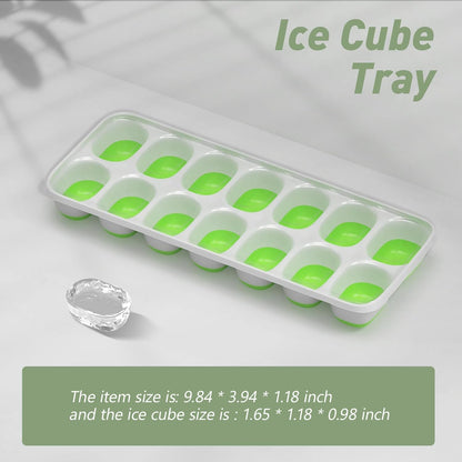 Ice Cube Tray with Lid and Bin, 3‑Pack Freezer Ice Cube Tray
