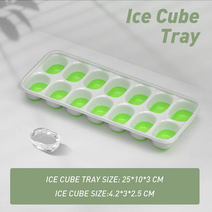 Ice Cube Tray with Lid and Bin, 3‑Pack Freezer Ice Cube Tray