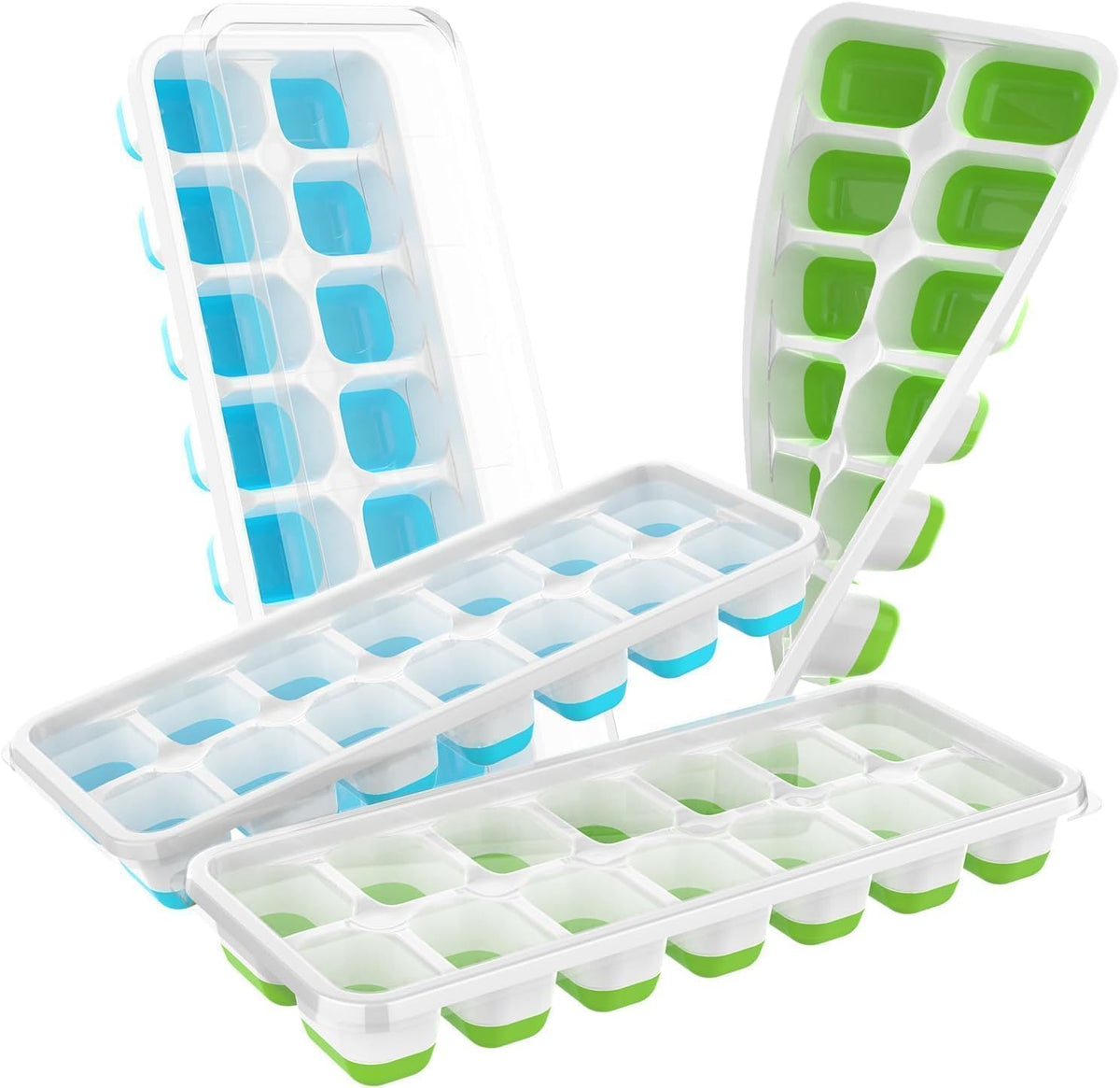 Ice Cube Tray with Lid and Bin, 3‑Pack Freezer Ice Cube Tray